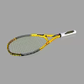 Professional Tennis Racket As Essential Sports Equipment With Yellow Frame Green Strings And White Handle