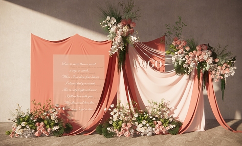 Modern Beauty Chen Pink Cloth Mantle Wedding 3d model