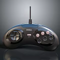 Sega Black Wired Game Controller With Joystick And Circular Buttons Design 3d model