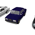 Classic Cars In White Black And Blue Colors With Vintage Design