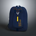 Navy Blue Everyday Backpack With Yellow Tag Buckle And Stitching Details