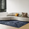 Nordic Curved Sofa Double-sided Sofa Shaped Sofa Sofa Pillow Texted Carpet 3d model