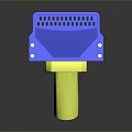 Industrial Mechanical Component With Blue Square Top Yellow Cylindrical Tube And Gray Base Structure Design