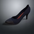 Navy Blue High Heels With Knit Upper Stiletto Heel And Orange Insole
