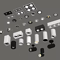 Modern Downlights And Spotlights In Various Black White Ceiling Mounted Styles 3d model