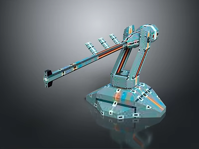 Engineer Character Interacting With Blue Orange Robotic Arm And Mechanical Creature 3d model