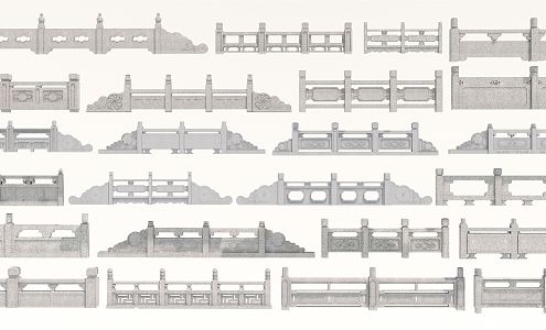 Chinese Guardrail Stone Railing Stone Railing Stone Railing Stone Railing Stone Railing Marble Railing Fence 3d model
