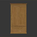 Wooden Double Door Wardrobe With Classic Style And Bottom Storage Drawers