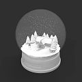 Plant Painting Themed Snow Globe With Small House And Pine Trees