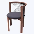 Modern Single Chair With Wooden Frame Woven Backrest And Padded Seat