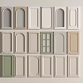 Decorative Wall Paneling With Various Arch Rectangular And Glass Insert Designs In Multiple Colors 3d model