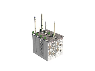 Large caliber cold and hot common rack universal vertical launch system 64 3d model