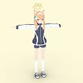 Anime Girl With Orange Hair Crown Blue And White Tracksuit Shorts White Socks Sneakers
