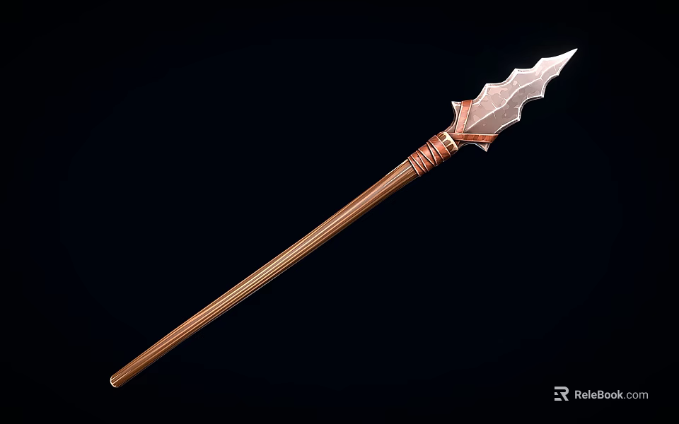 Decorative Spear Weapon With Sharp Metal Head And Copper Colored Shaft Details 3d model 