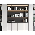 Modern Bookcase Interior Design With LED Lighting Books Decorative Items And Photo Frames