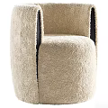 Modern Plush Beige Single Sofa With Soft Fabric And Rounded Design
