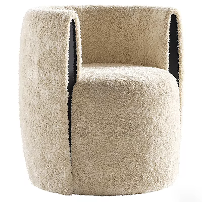 Modern Plush Beige Single Sofa With Soft Fabric And Rounded Design 3d model