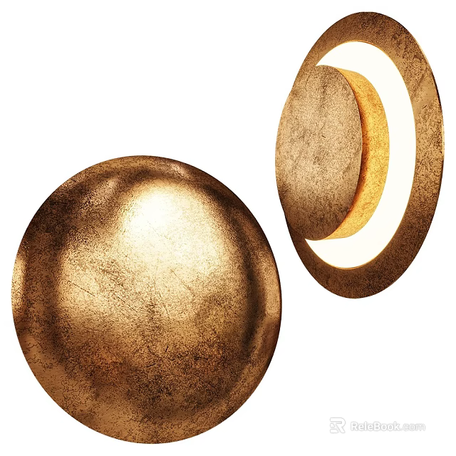 Golden Circular Design Wall Lamp With Semicircular Shape And Warm Light For Modern Home Decor 3d model 