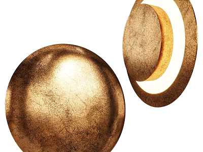 Golden Circular Design Wall Lamp With Semicircular Shape And Warm Light For Modern Home Decor 3d model