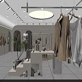 Elegant Modern Clothing Store With Window Display Mannequins Green Plants And Interior Lighting