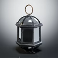 Black Decorative Octagonal Lantern With Metal Frame Glass Panels And Hanging Ring
