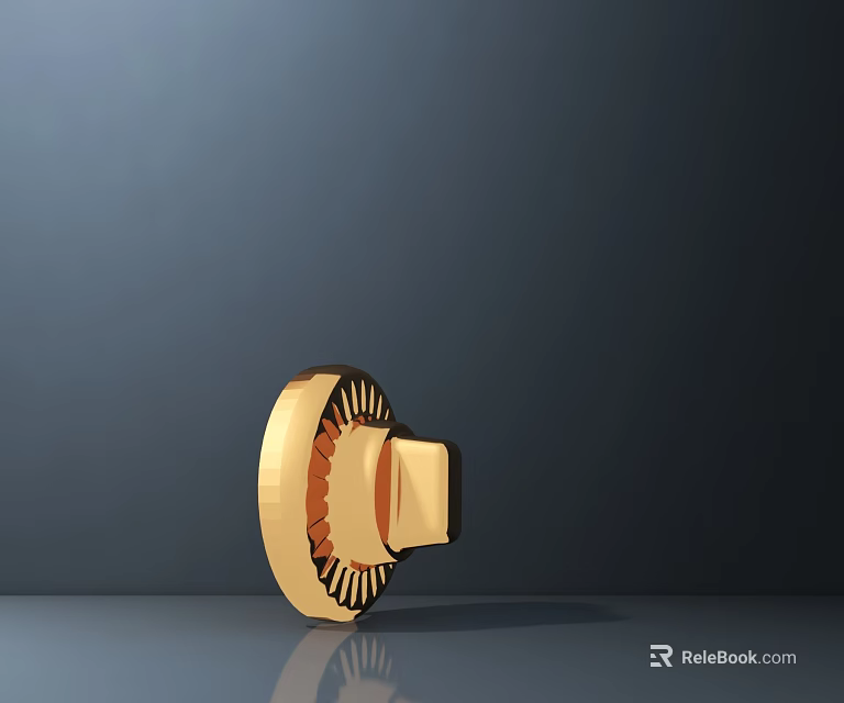 Golden Gear Shaped Commercial Equipment With Central Knob And Gear Structure 3d model 
