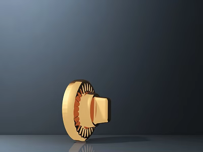 Golden Gear Shaped Commercial Equipment With Central Knob And Gear Structure 3d model