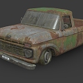 Scrap car abandoned car Ford classic pickup broken car broken car broken car low face number low model simple model game sub-era film and television level super realistic 3d model