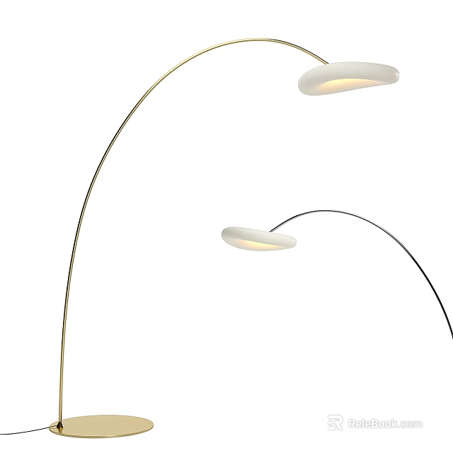 Sleek Arched Floor Lamp Design With White Shade For Modern Home Interior 3d model 