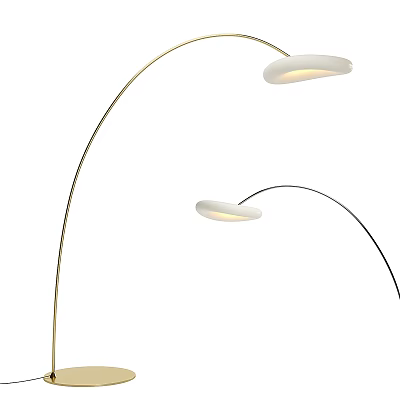 Sleek Arched Floor Lamp Design With White Shade For Modern Home Interior 3d model
