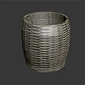 Handwoven Wicker Storage Basket For Household Items With Cylindrical Weave Design