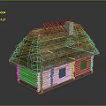 Traditional Wooden House Architecture With Thatched Roof Log Walls And Small Windows