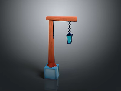Modern Electronic Device With Orange Stand And Hanging Blue Container 3d model