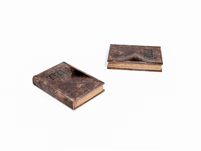 Vintage Leather Bound Books With Brown Worn Covers And Aged Classic Appearance 3d model