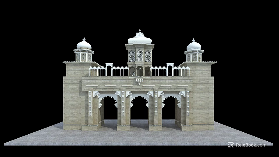 Classical European Architecture With Domes Arches And Stone Structure Details 3d model 