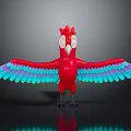 Vibrant Cartoon Parrot Character With Red Body And Blue Purple Wings