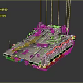 Modern Combat Military Tank With Camouflage Paint Tracks Cannon And Armored Equipment