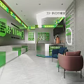 Modern Lemon Tea Shop Interior With Handmade Lemon Tea Green Decor Seating Area And Counter