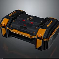 Tactical Weapon Case With Blue And Orange Design Black Straps Red Indicator Lights 3d model