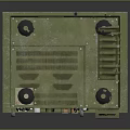 Green Military Style Electronic Device With Knobs Buttons Display And Interfaces On Metal Base 3d model