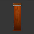 Red Wooden Cabinet With Multiple Shelves Holding Potted Plant Jars And Shoes