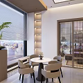 Elegant Modern Mall Counter Health Experience Hall Interior With Marble Reception Desk And Tea Area