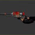 Red And Silver Handheld Weapon With Sci Fi Blaster Design And Mechanical Grip Details 3d model