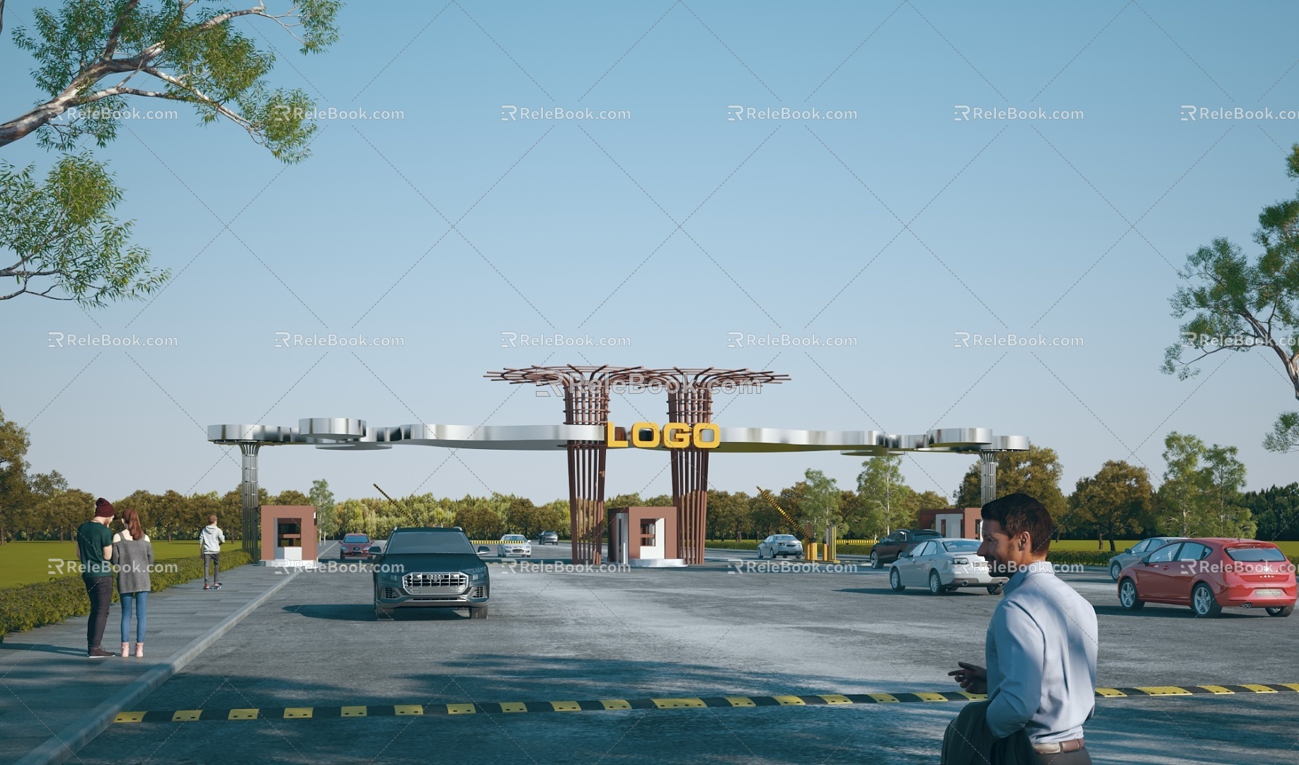 Modern Gate Gate Building Factory Gate Guard Recorder Room Gate Entrance Park Gate Gate Gate 3d model