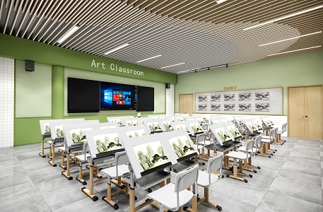 school art classroom 3d model