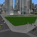 Aerial Planning of Modern Urban Landscape With High Rise Buildings Green Spaces and Road Layouts