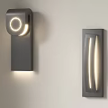 Modern Minimalist Gray Metal Wall Lamps With Round And Rectangular Soft Illumination Design 3d model