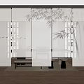 Modern Minimalist Interior With Glass Door Bamboo Leaves Sofa And Lighting