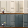 Modern Kitchen Interior With Paneled Walls Gray Cabinets And Wooden Countertop