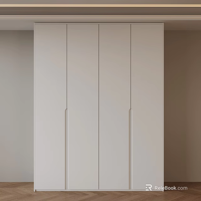 Modern Minimalist Light Colored Wardrobe Design With Sleek Doors And Simple Handles 3d model 
